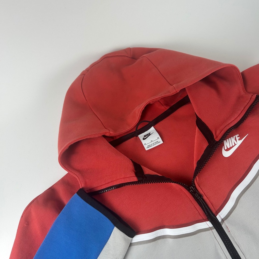 Nike Sportswear Men's M Tech Fleece Full Zip Hoodie Colorblock Red Blue Yellow